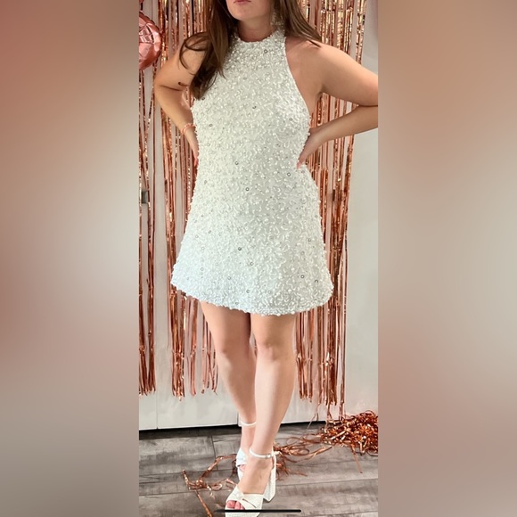 Aidan by Aidan Mattox beaded swing halter dress - Picture 3 of 5